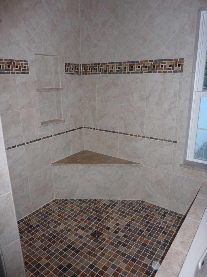 Completed tile shower floor