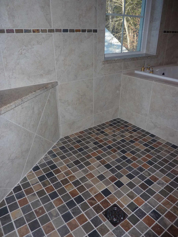 Completed tile master bath area