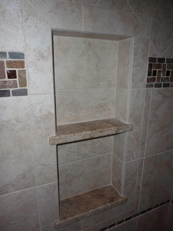 Tile shower shampoo niche