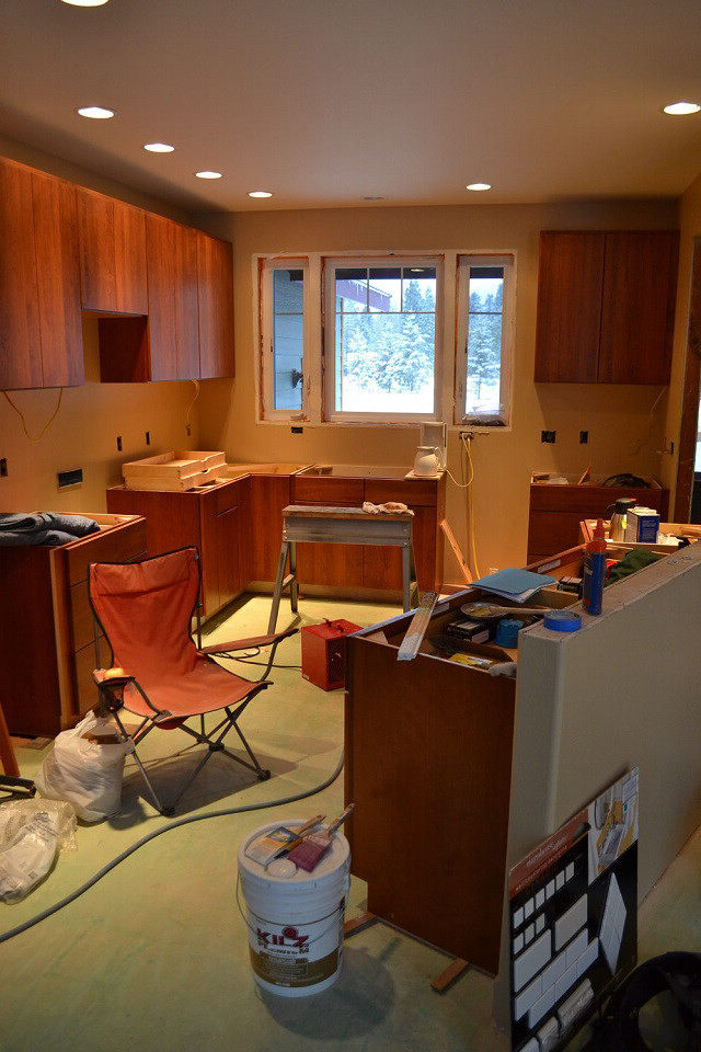 Interior view of kitchen progress