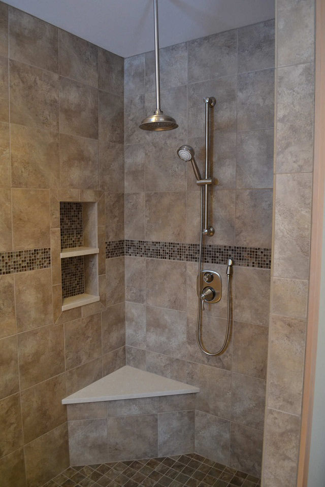 Completed tile in shower